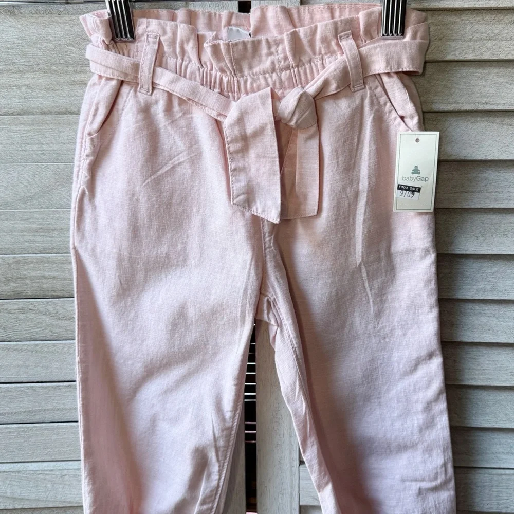 GAP Girls Light Pink Paperbag Waist Jogger Pants NWT Size 3T Tie Belt